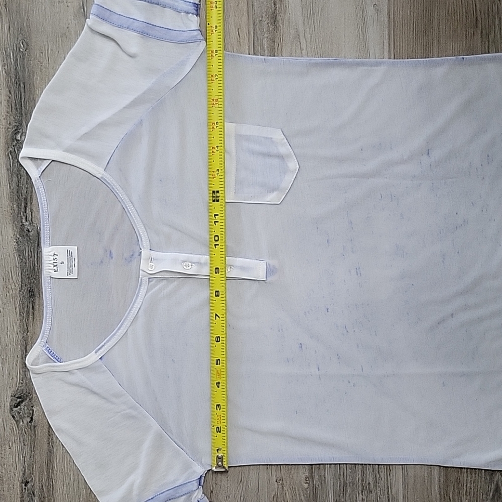 Exist Sheer White and Blue jersey style tee shirt size small 🛍 - Picture 9 of 11